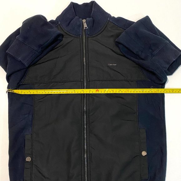 Calvin Klein Dark Blue Knit Full Zip Mock Neck Pockets Jacket Men's Size M - Picture 6 of 10